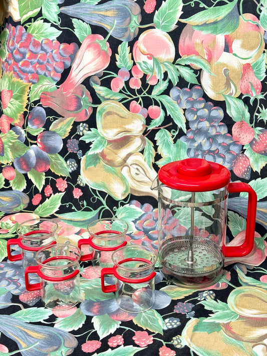 Vintage Bodum French Press Set Iconic Red Edition