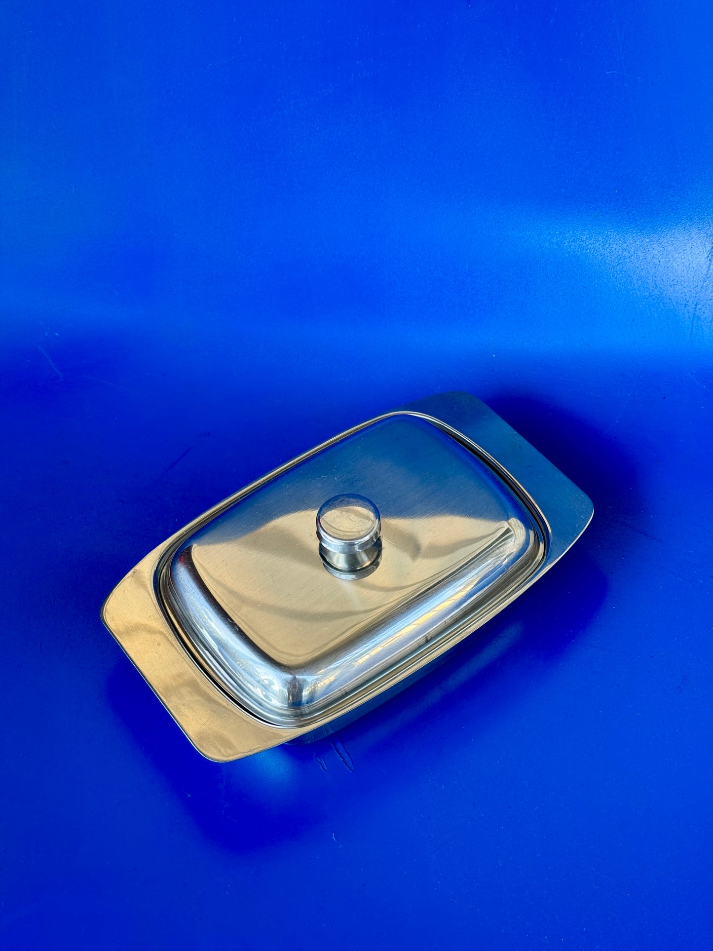 Vintage Stainless Steel Butter Dish