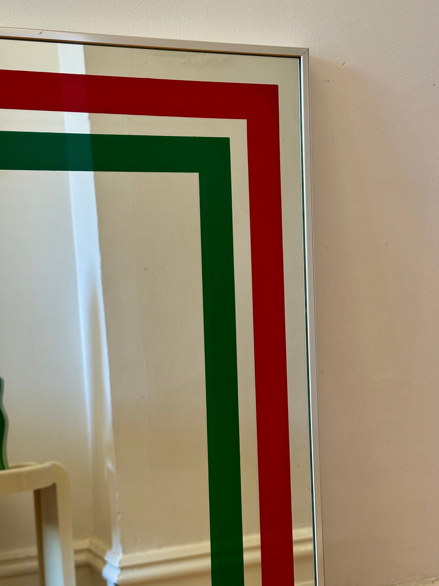 Vintage Champion Mirror with Red and Green Stripes – Made in Australia