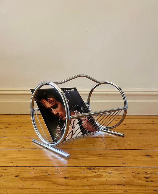Vintage 1970’s tubular chrome magazine/vinyl rack