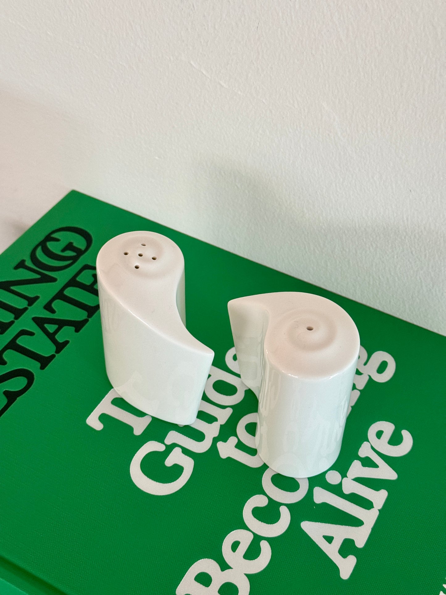 Yin Yang Ceramic Salt & Pepper Shakers – White