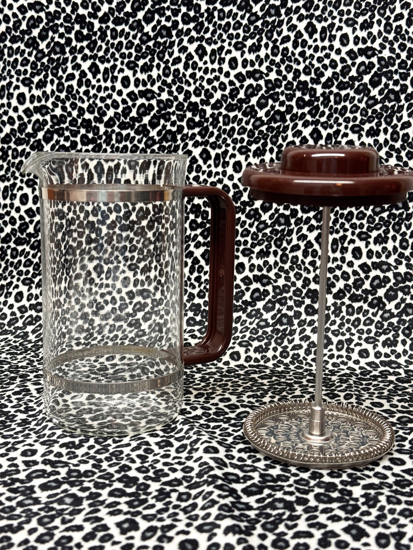 Vintage Bodum French Press Made in Denmark Glass Coffee Plunger in Brown