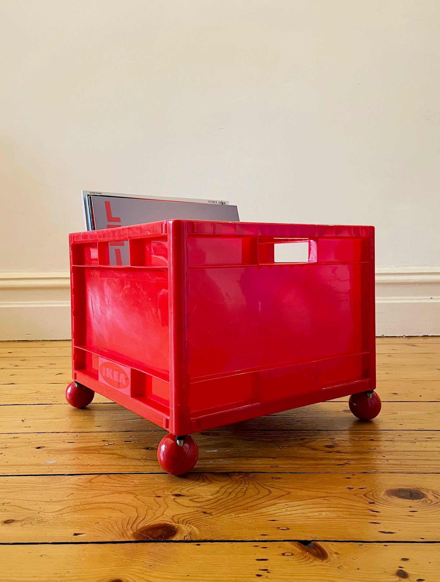 Vintage IKEA Märd Red Rolling Crate – Rare 1990s Design