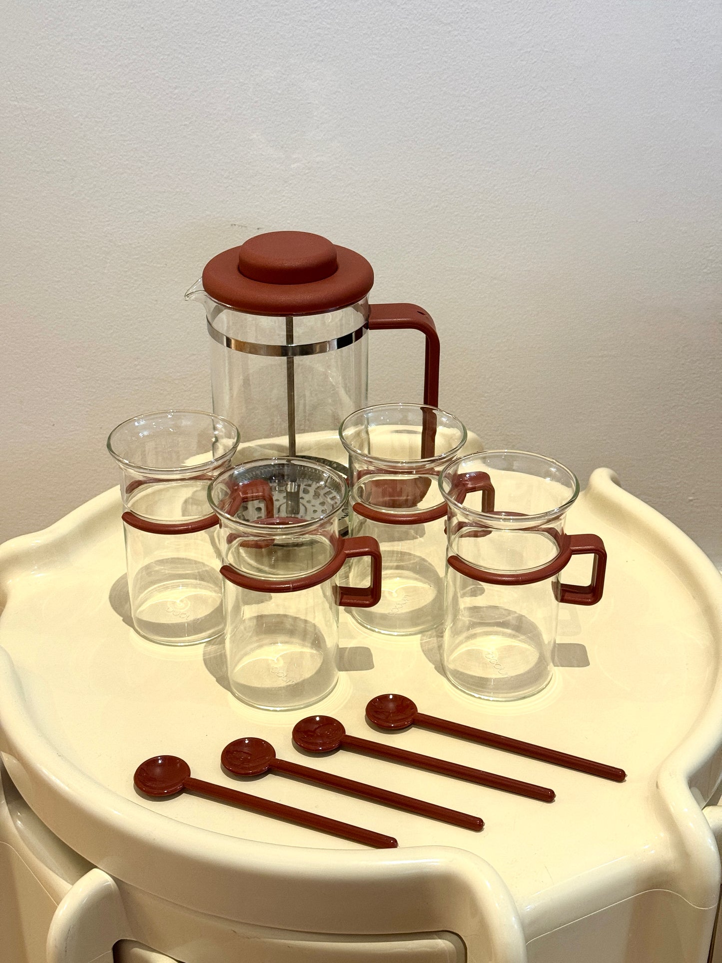 Vintage Bodum Terracotta Brown Coffee Set