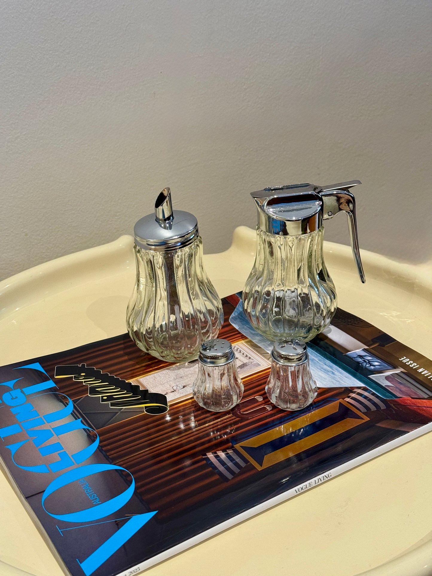 Vintage 4-Piece Glass Kitchen Server Set