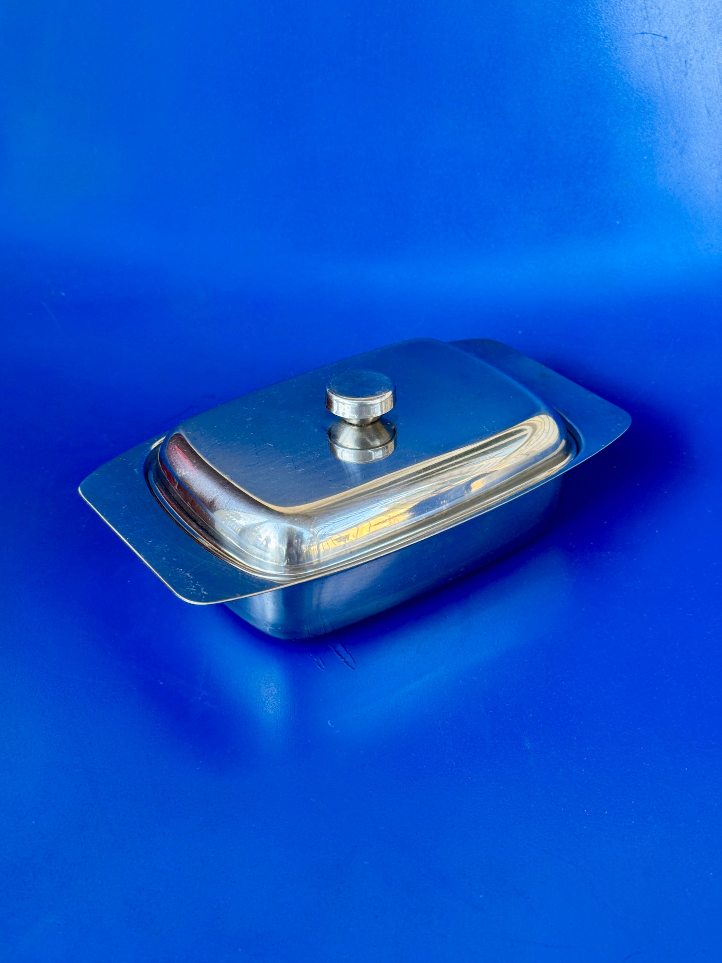 Vintage Stainless Steel Butter Dish
