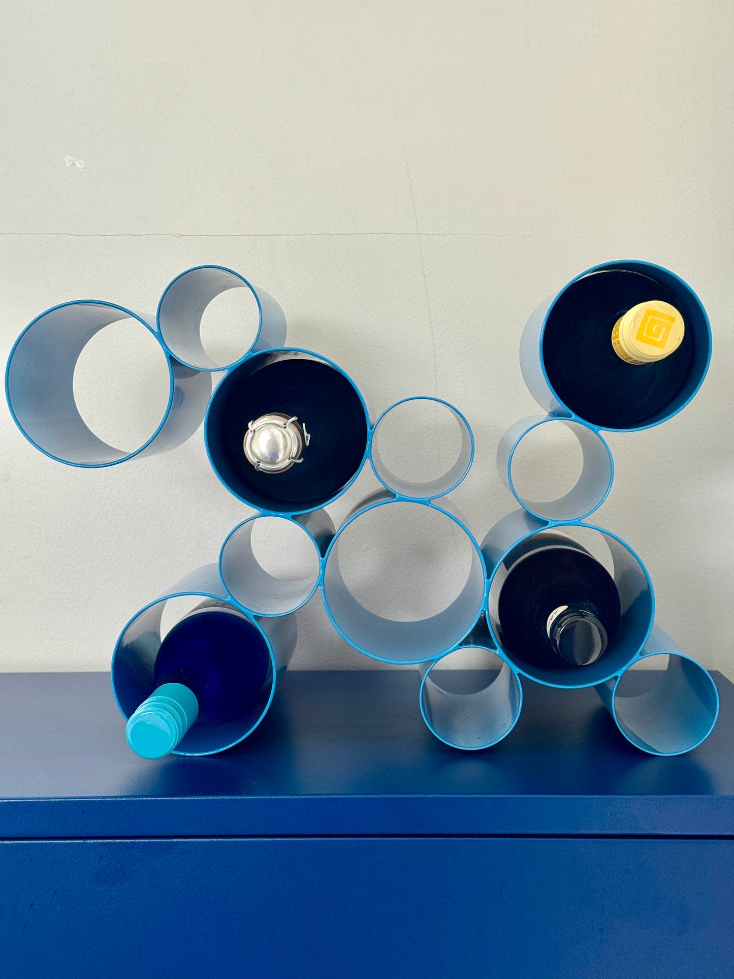 Vintage Blue Tubular Wine Holder