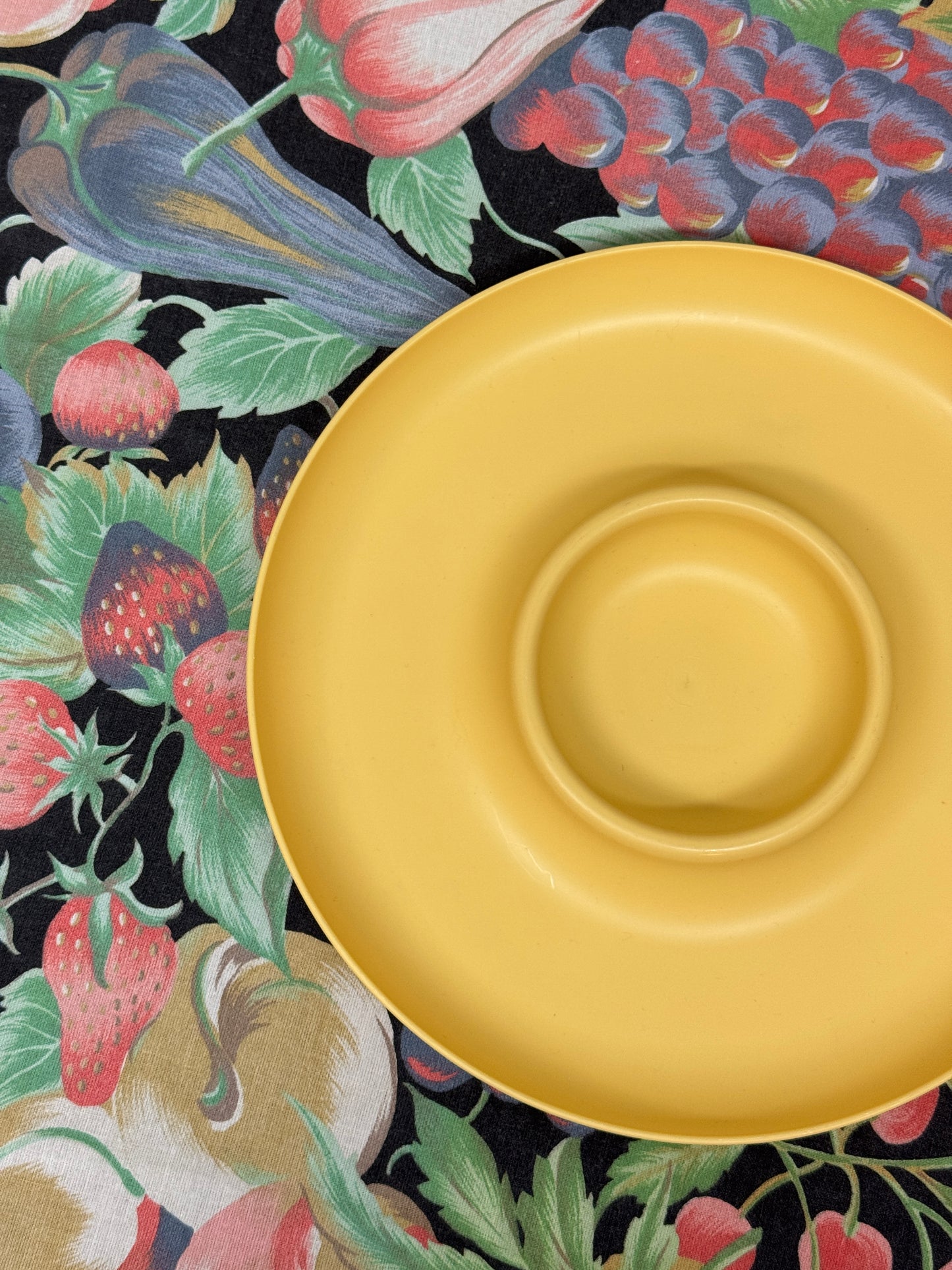 Vintage Yellow Dip Platter + Serving Fork Set