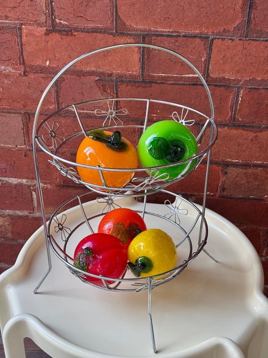 Vintage Two-Tier Wire Fruit Basket
