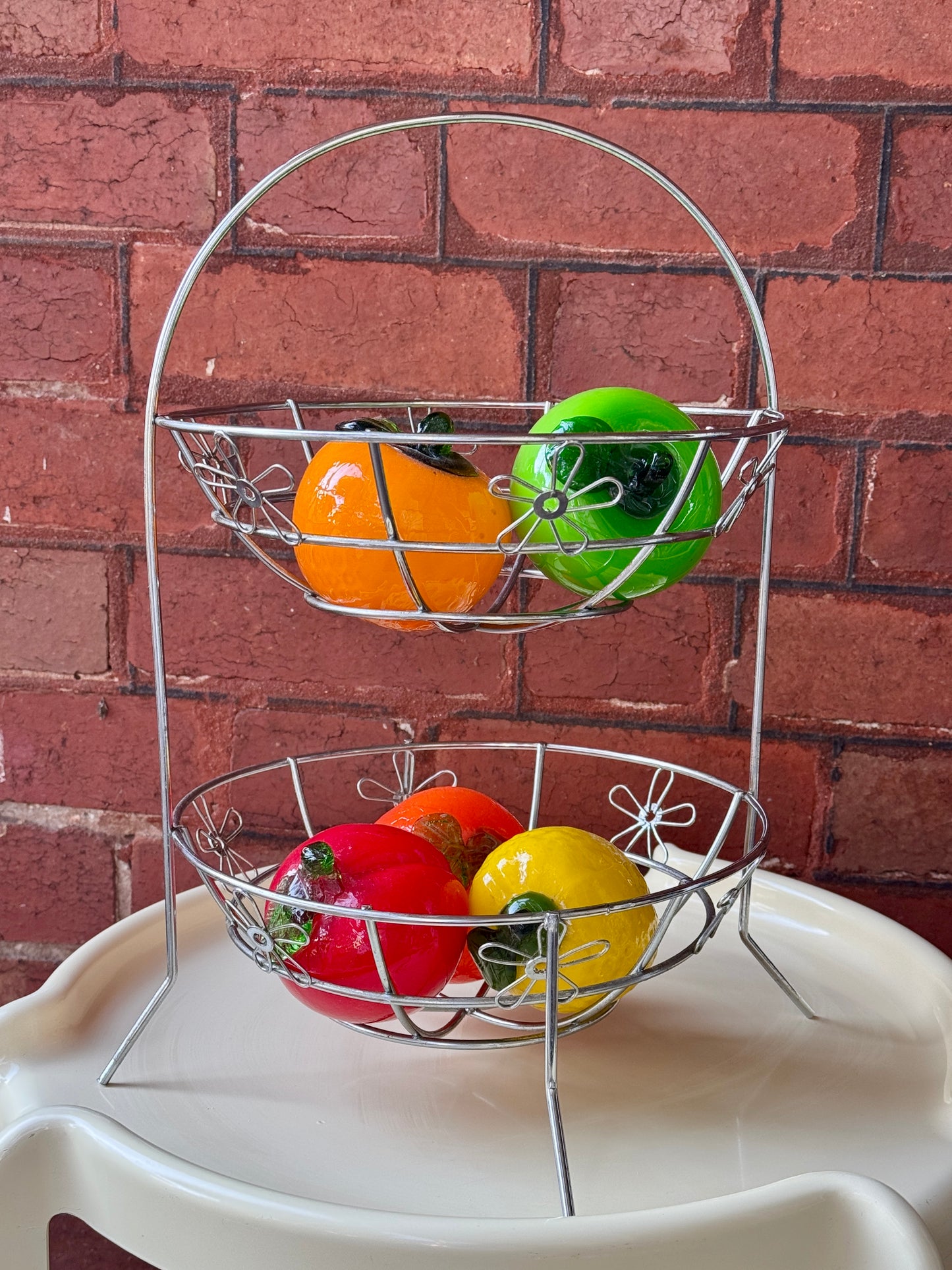 Vintage Two-Tier Wire Fruit Basket