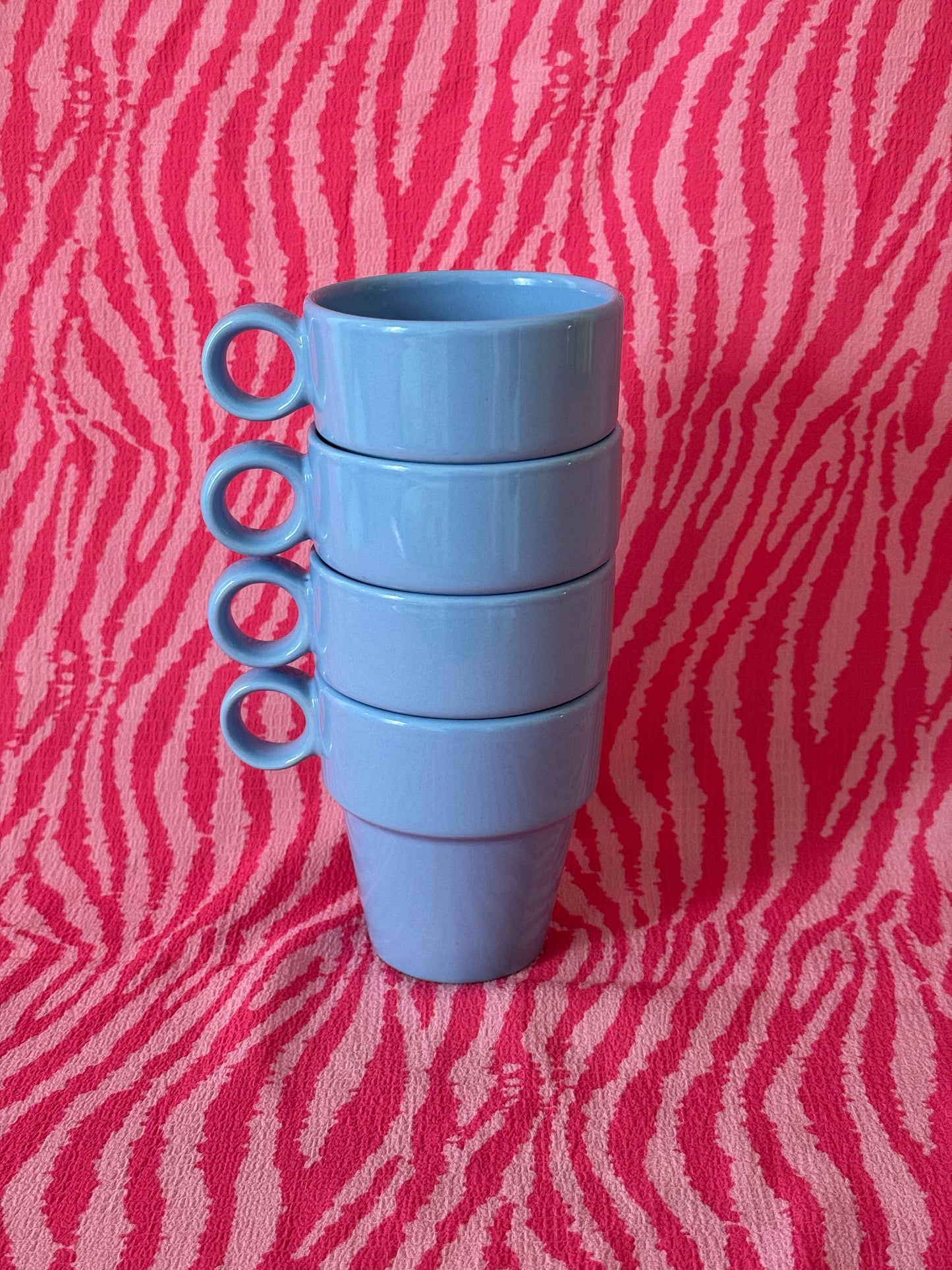Vintage set of blue stackable coffee cups 4pcs
